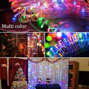 Instalatie Craciun, Tip Perdea, 1 m x 1 m, 60 LED-uri, Multicolor, Controler, 8 jocuri de lumini, Interconectabila, Fir transparent, Interior/ Exterior, Yoto - Img 9