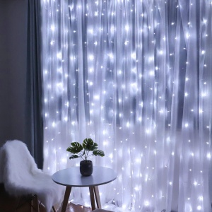 Instalatie Craciun, Tip Perdea, IP44, 8 m x 2 m, 960 LED-uri, Alb rece, cu flash, Transformator cu telecomanda, Interconectabila, Prelungitor 5 m inclus, Fir transparent, Interior/ Exterior, Flippy - Img 3