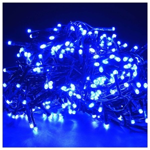 Instalatie Craciun Turturi, IP44, 10 m, 286 Led-uri ,Perdea Franjurata, Albastru, 8 jocuri de lumini, Transformator 31 V, Putere 9 W, Interconectabila, Interior/Exterior, Prelungitor 3 m inclus, Fir Transparent, Flippy - Img 8