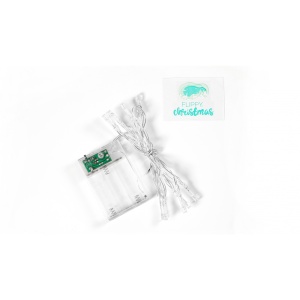 Instalatie de Craciun cu Baterii Tip Liniar, 2 jocuri de lumini, Fir transparent 1 m 10 LED -uri, Albastru - Img 3