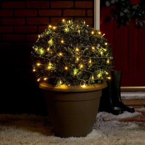 Instalatie de Craciun cu Baterii Tip Liniar, 2 jocuri de lumini, Fir Transparent 5 m 50 LED -uri, Alb Cald - Img 3