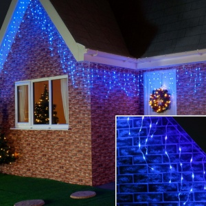 Instalatie de Craciun, Flippy®, Tip Franjuri, 7 m, 200 LED-uri, Interconectabila, Albastru - Img 1