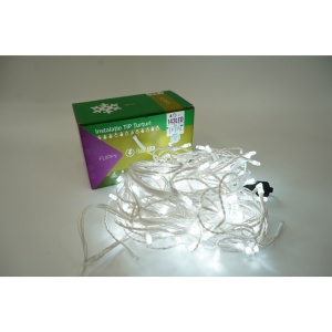 Instalatie de Craciun Flippy® Tip Franjuri cu Flash, Sectiune 5 m, 143 LED-uri, Interconectabila, Fir Alb, Alb Rece - Img 1