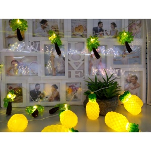 Instalatie de Craciun, Flippy®, Tip Sir cu Baterii, 1.5 m, 10 LED-uri, Model Ananas, Galben - Img 1