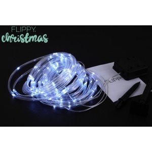 Instalatie luminoasa de Craciun tip furtun luminos, 100 LED-uri, 12 metri lungime, 8 programe, 2 metri prelungitor, sarma din cupru, incarcare solara, alb rece, Flippy - Img 4