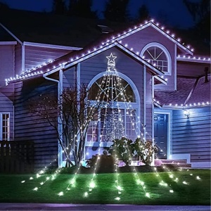 Instalatie Luminoasa Tip Perdea pentru Pomul de Craciun, cu Stea Luminoasa, 350 LED-uri, conectare la retea, pentru interior/exterior, lumina calda, Tree Dazzler - Img 2