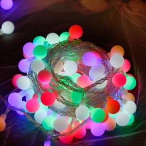 Instalatie sfere brad Craciun Flippy, 4 metri, 30 LEd-uri, alimentare la retea, fir transparent, multicolora - Img 6