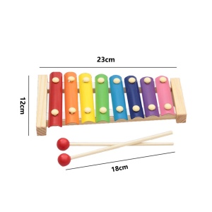 Instrument Muzical Xilofon Flippy, din Lemn, 8 Note Muzicale, 2 Bete de Percutie, 4-6 Ani, Multicolor - Img 11