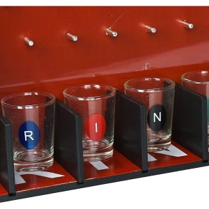 Joc de Baut Gravitational Flippy, pentru Petreceri, Interactiv, pana la 6 Jucatori, Pahare de Shot Incluse, 25.5 x 6.7 x 27.5 cm, Rosu - Img 4