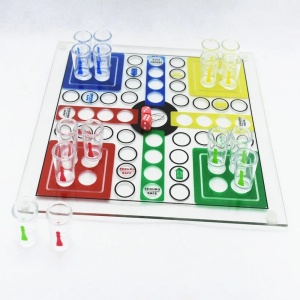 Joc de baut, Nu te supara frate, Flippy, cu pahare de shot din sticla, 30x30 cm, multicolor - Img 1