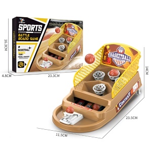 Joc de Masa Mini Baschet Interactiv pentru Copii, Flippy, 4 Cosuri, 3 Mingi Incluse, 23.5x11.5x14 cm, Maro - Img 3