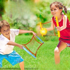 Joc Spikeball, Flippy, pentru Copii, Joc in 2, pentru Plaja, Parcuri, Interior, 2 Plase, 2 Mingi, Senzorial, Prinderea Mingii, 50x30 cm, Multicolor - Img 6