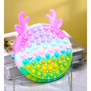Jucarie antistres din silicon Flippy, Geanta Pop It, 16 cm, Ren, Macarons - Img 5