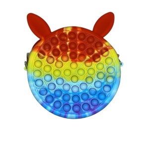 Jucarie antistres din silicon Flippy, Geanta Pop It, Iepuras, 16 cm, Curcubeu - Img 2