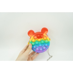 Jucarie antistres din silicon Flippy, Pop it Now and Flip It ,Mini Geanta, Soricel, 6 cm, Curcubeu - Img 3