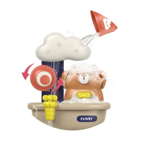 Jucarie de baie Flippy, Ursulet in cada cu spuma, 29 cm, Jucarie interactiva, Multicolor - Img 4