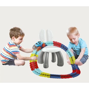 Jucarie de Constructie RollerCoaster, Flippy, 184 de Piese, 44.5x36x7 cm, cu Masini, Multicolor - Img 4