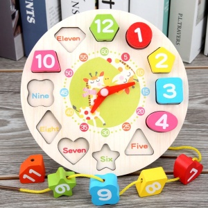 Jucarie Educativa Flippy, Tip Montessori, Model Ceas Girafa, din Lemn, + 36 Luni, 12 Piese, 17 cm, Multicolor - Img 6