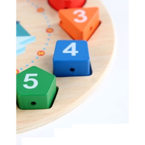 Jucarie Educativa Flippy, Tip Montessori, Model Ceas Pinguin, din Lemn, + 36 Luni, 12 Piese, 17.2 cm, Multicolor - Img 4