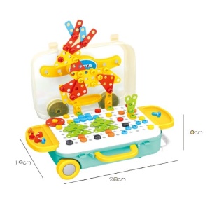 Jucarie educativa pentru copii, Flippy, Set 258 piese, 6 in 1, Valiza cu bormasina, Multicolor - Img 6
