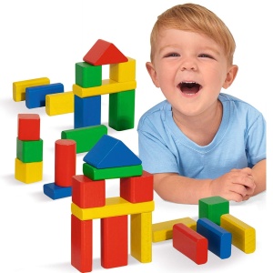 Jucarie Eichhorn Cuburi in galetusa Coloured Wooden Blocks 50 piese - Img 3