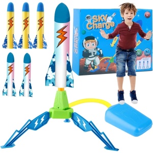 Jucarie pentru Copii, Flippy, Lansator de Rachete cu Piciorul, un Singur Lansator, 6 Rachete Fara Lumini, 40.5 cm Inaltime, Multicolor - Img 8