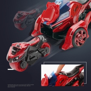 Jucarie pentru copii, masina cu extensie de motocicleta, 2 in 1, rosie - Img 1
