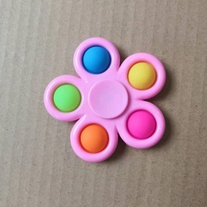 Jucarie Push Pop Bubble Fidget, Pop It, breloc antistres, Floare, Multicolor/Roz - Img 4