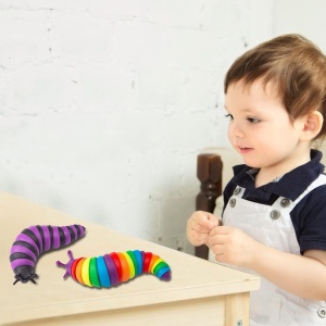 Jucarie Senzoriala Antistres, Flippy, Fidget Toys, Omida Curcubeu, 18.6 cm, Functie de Luminat, +3 Ani, Multicolor - Img 5