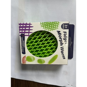 Jucarie Worm Fidget de Decompresie, Flippy, Anti Stres, Dimensiune Compacta 6 cm, Dimensiune Extinsa 15.5 cm, Verde - Img 3