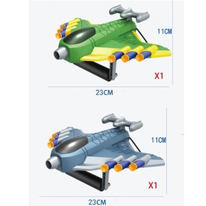 Jucaruie cu Lansator pentru Copii, Flippy, Lanseaza Manual, Tinta, 2 Avioane, 40 de Gloante din Material Moale, Joc Interactiv, 28.5x25x6.3 cm, Gri Verde - Img 8