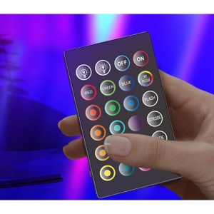 Lampa de Birou, Flippy, RGB Colorat, 14 LED, Putere 5V, Telecomanda cu 24 de Taste, Cablu USB, Negru, 25.5x4x3.5cm - Img 2