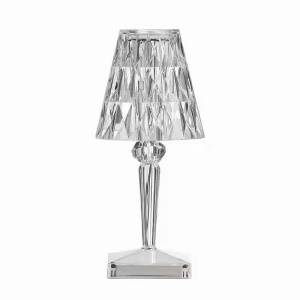 Lampa de birou pe LED RGB 16, Flippy, dimmer tactil, 3 nivele de intensitate, incarcare USB, 3W, Cristal Acrilic, 26x12 cm, cu telecomanda, transparent - Img 1