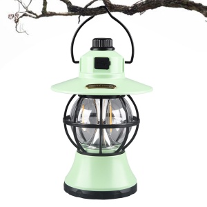 Lampă de camping retro portabilă, Felinar Vintage LED ABS, Acumulator inclus 1200 mAh, reincarcabila, 3 moduri de iluminare, intensitate reglabila,Lampa portabila pentru cort în aer liber, Mint - Img 8