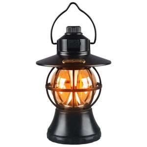 Lampă de camping retro portabilă, Felinar Vintage LED ABS, Acumulator inclus 1200 mAh, reincarcabila, 20 cm inaltime, 3 moduri de iluminare, intensitate reglabila,Lampa portabila pentru cort în aer liber, Negru - Img 9