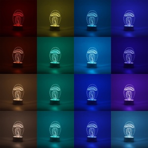 Lampa LED decorativa, Flippy, 3D, Meduza, din material acril si lumina multicolora, alb - Img 2