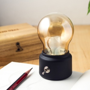 Lampa LED Decorativa sub forma de Bulb, Retro pentru interior, Negru/ Transparent, 5 V, 500 mA, ABS, Lumina Calda, Incarcare USB, Autonimie 12 Ore, Comutator Metalic, Flippy, 11x7x6 cm - Img 6