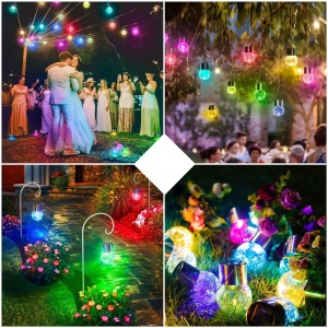 Lampa Solara Flippy, LED, Tip Candelabru Mic, Cu Bila Din Sticla Crapata, Exterioara, Impermeabila, Iluminare 6-12 H, Multicolor - Img 4