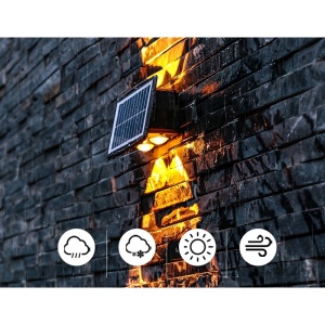 Lampa solara LED bidirectionala dreptunghiulara pentru perete Flippy, 20.5x10 cm, 6 LED-uri, 5.5V, ABS, 500mAh, rezistent la apa IP65, alb cald - Img 4