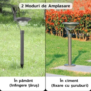 Lampa solara LED cu 2 moduri de fixare, IP65, material ABS, baterie 4.5 V, 200 mah, 450 Lumeni, 42.5 x 15 cm, alb cald, - Img 5