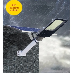 Lampa solara stradala Flippy, pentru curte sau strada, finisaj lucios, rezistent la apa, montare prin fixare, senzor lumina, baterie de litiu, IP65, lumina rece, putere 500W, autonomie 10 ore, 49.5 x 21 x 9 cm, negru - Img 3