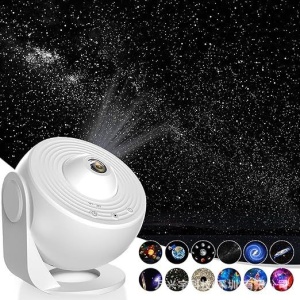Lampa Tip Proiector Galaxie, Flippy, pentru Dormitor, Tematica Cer Instelat, Model Glob, HD, Rotire 360 de Grade, 20 de Imagini, Incarcare USB, 10 W, 15x15 cm, Alb - Img 6