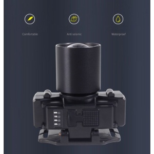 Lanterna LED de Montat pe Cap, Flippy, cu Raza Lunga de Zoom, Far Telescopic, Reglabil, Rezistent la Apa, pentru Pescuit in Aer Liber, Camping, Lumina Puternica, Lanterna, 7x4.5x6 cm, Negru - Img 14