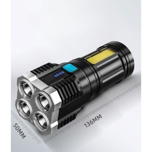 Lanterna LED Tactica 2 in 1, Flippy, 4 Moduri de Iluminare, Tip Proiector COB, Rezistenta la Apa, Reincarcabila, USB, Lanterna de Drumetii, 13.6 x 5 cm, Negru - Img 7