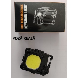 Lanterna Mini de Buzunar Tip Breloc, Flippy, Incarcare prin USB Type C, Multifunctionala, pentru Exterior, Camping, Alpinism, Ciclism, Mini Lanterna Elvis, 6.1 x 5 x 2.5 cm, Lumina Puternica, Culoare Negru - Img 4