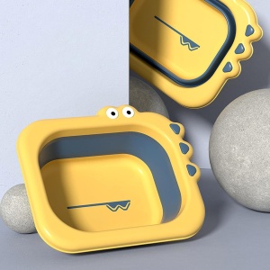 Lavoar Pliabil, Flippy, pentru Copii, din PP/TPE, Portabil, Model Crocodil, 30x24.5x9 cm, Galben/Albastru - Img 3