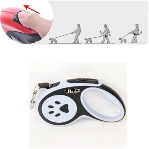 Lesa Automata Retractabila, Flippy, pentru Caini, 3m, 20 kg, ABS, Negru/Bleu, 8x12x4 cm - Img 2