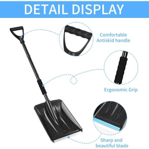 Lopata de Zapada, Flippy, Multifunctionala, Demontabila, cu Maner Antiderapant, Aluminiu, Plastic, Solutia pentru Iarna, pentru Deszapezire, 80x11x25.7 cm, Neagra - Img 5