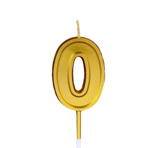 Lumanare pentru Tort Cifra 0, Flippy, 4.8 cm, Aniversare, Aurie - Img 1