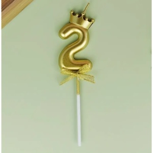 Lumanare pentru Tort Cifra 2, Model Coroana, Gold, Flippy, Party - Img 9